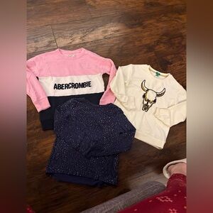 Abercrombie Kids Pink, Navy, and Cream Sweatshirt Trio